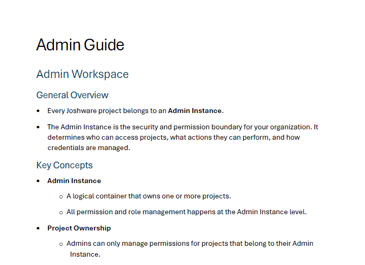 Screenshot of Admin Guide